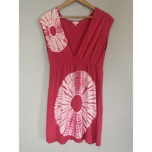 Maurices Dress Women's M Pink White Tie Dye Sleeveless V-Neck Boho Modal Cotton
